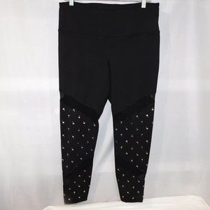 Old Navy Active Wear Womens XL Black Gold Palm Tree Crop leggings